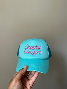 Turquoise 'Coastal Cowgirl' Embroidered Trucker Hat